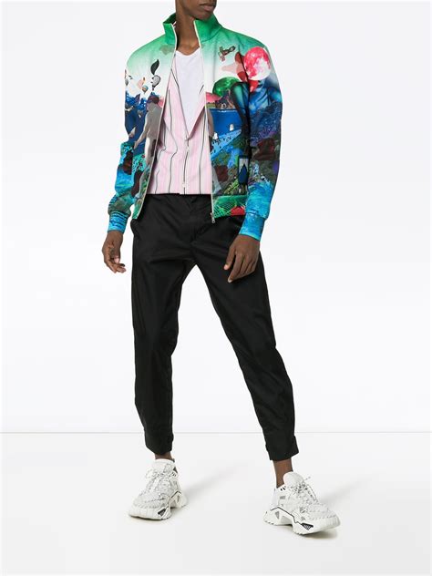 flashback print high neck bomber jacket prada